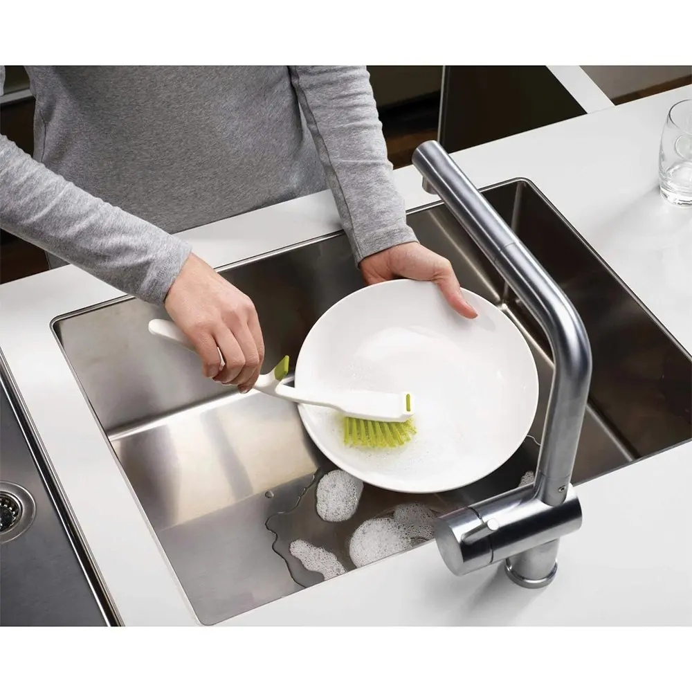 Joseph & Joseph Edge 29cm Curved Dish Brush Cleaner w/Sink Rest/Pan Scraper GRN