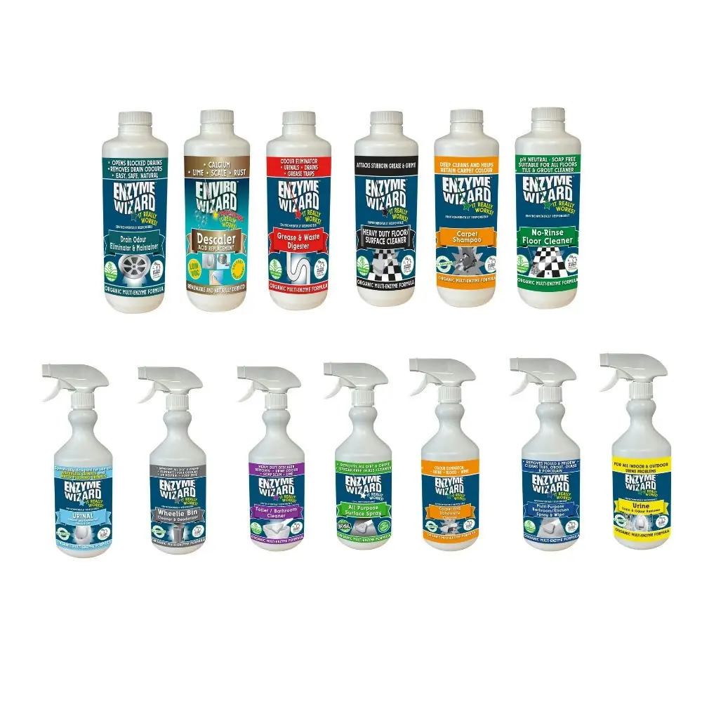 3PK Enzyme Wizard All-Purpose Surface Grime & Odour Cleaner Spray Bottle 750ml