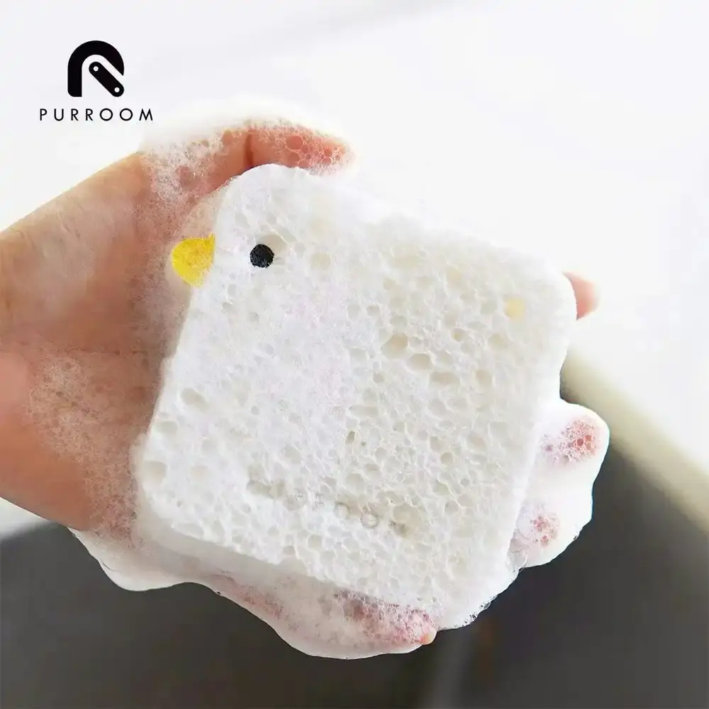 4x Purroom 8cm Magic Washing Sponge Dish Cleaning Pad Kitchen Plate Scrubber WHT