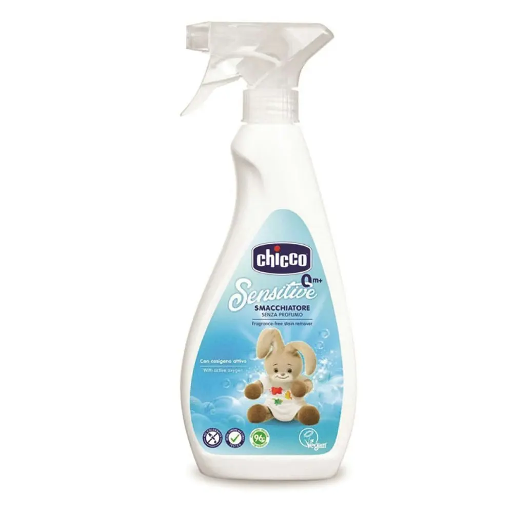 2x Chicco Sensitive Stain Remover Cleaning Spray Baby Clothes Cleaner 0m+