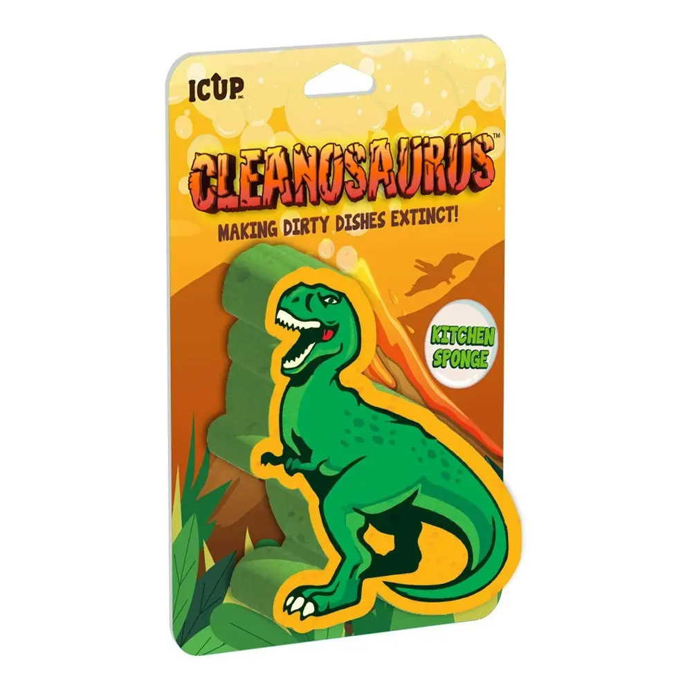 2PK iCUP Inc Cleanosaurus 11cm Kitchen Dishwashing Sponge/Foam Scrub Cleaner GRN