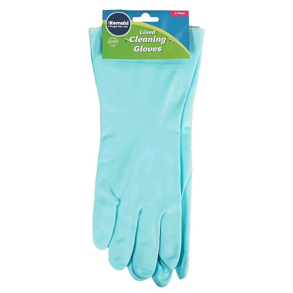 6x kemasi Lined Durable Cleaning Gloves Home Care Bathroom Kitchen Cleaning