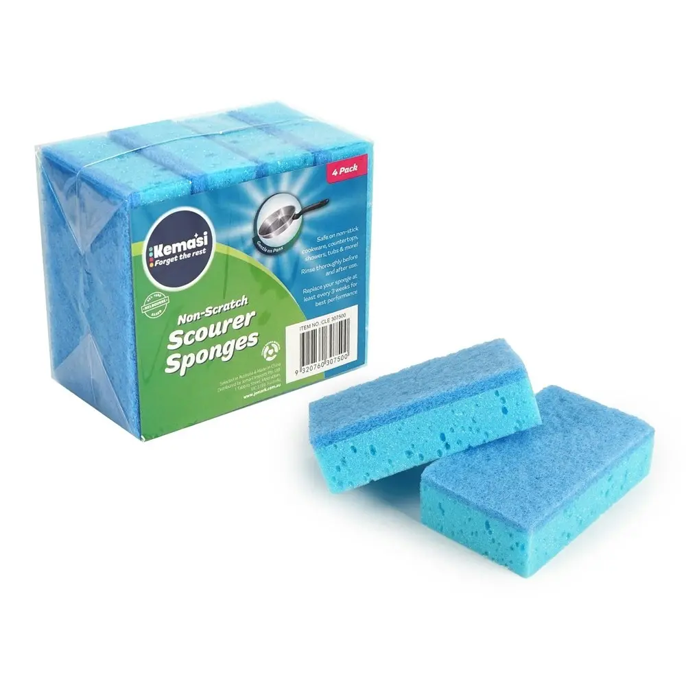 12x kemasi Multipurpose Non-Scratch Scourer Sponges Bathroom Kitchen Cleaning