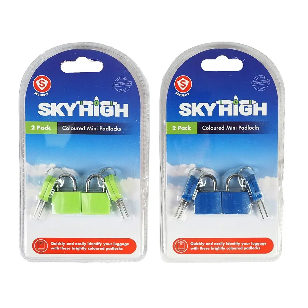 8pc Sky High Travel Coloured Luggage Protection Mini Padlock Assorted Colours