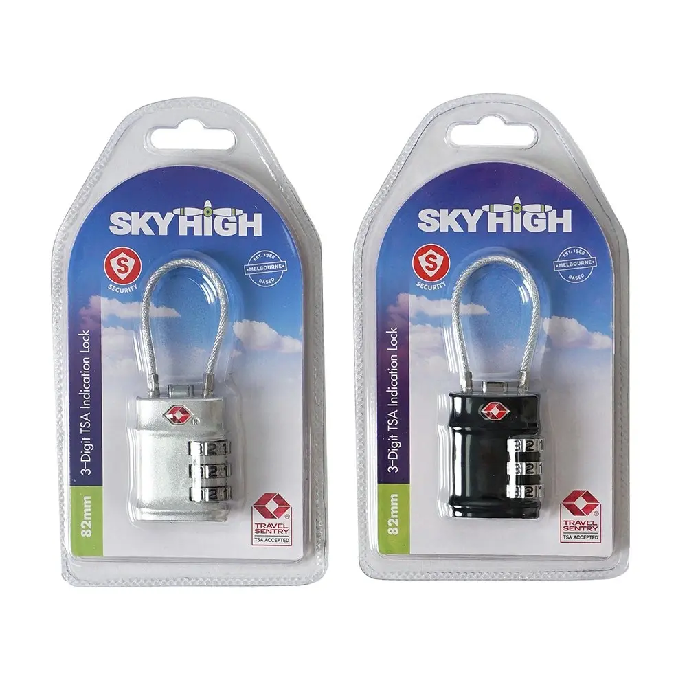 2x Sky High TSA Travel Padlock With Combination Mechanism Assorted Colours