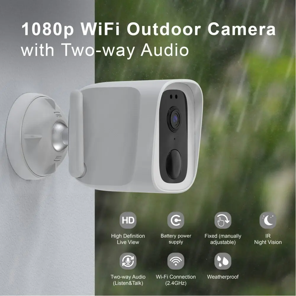 Laser Smarthome Two-Way Audio 1080P Wireless Security Camera/CCTV IP65 White