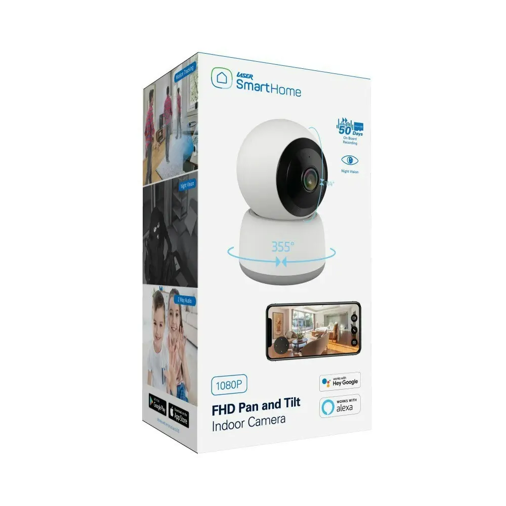 Laser Smarthome FHD 1080p Indoor Pan/Tilt Security Camera Surveillance CCTV WHT