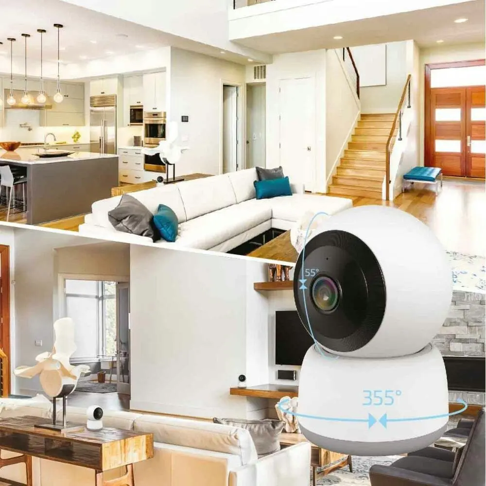 2pc Laser Smarthome FHD Pan & Tilt Video Security Camera WiFi CCTV Set White