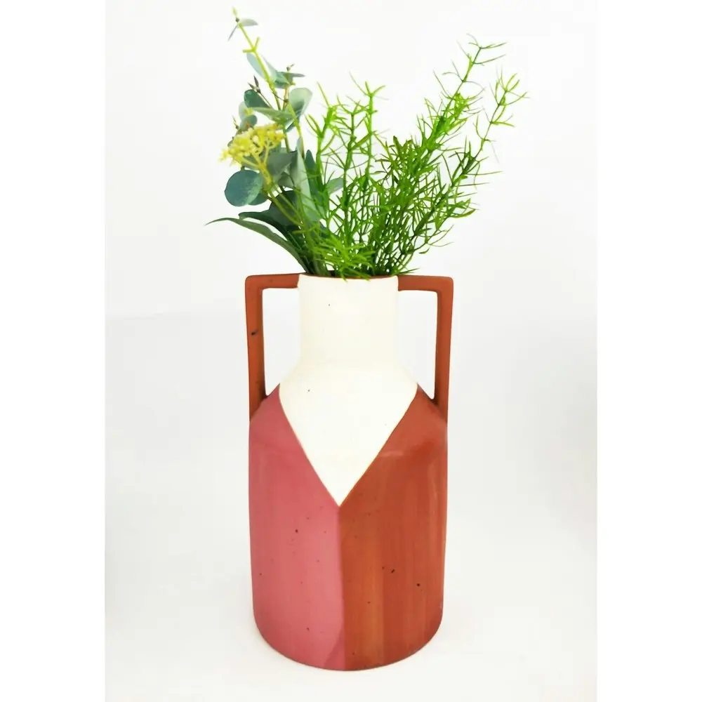 2x Urban Windsor 25cm Ceramic Plant/Flower Vase Display Pot Large Terracotta/WHT