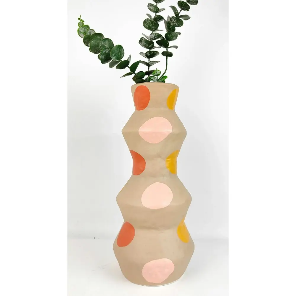 Urban Margot Abstract 38cm Ceramic Plant/Flower Vase Display Pot Large Sand/Boho