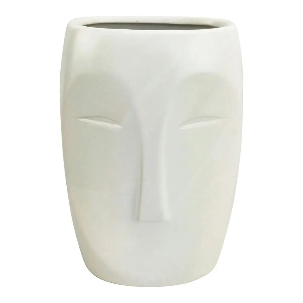 2x Urban Aztec Face 22cm Ceramic Plant/Flower Vase Home Display Pot Large White