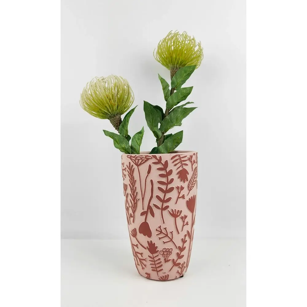 2x Urban Alex Floral 21cm Ceramic Plant/Flower Vase Display Pot Large Pink/Red