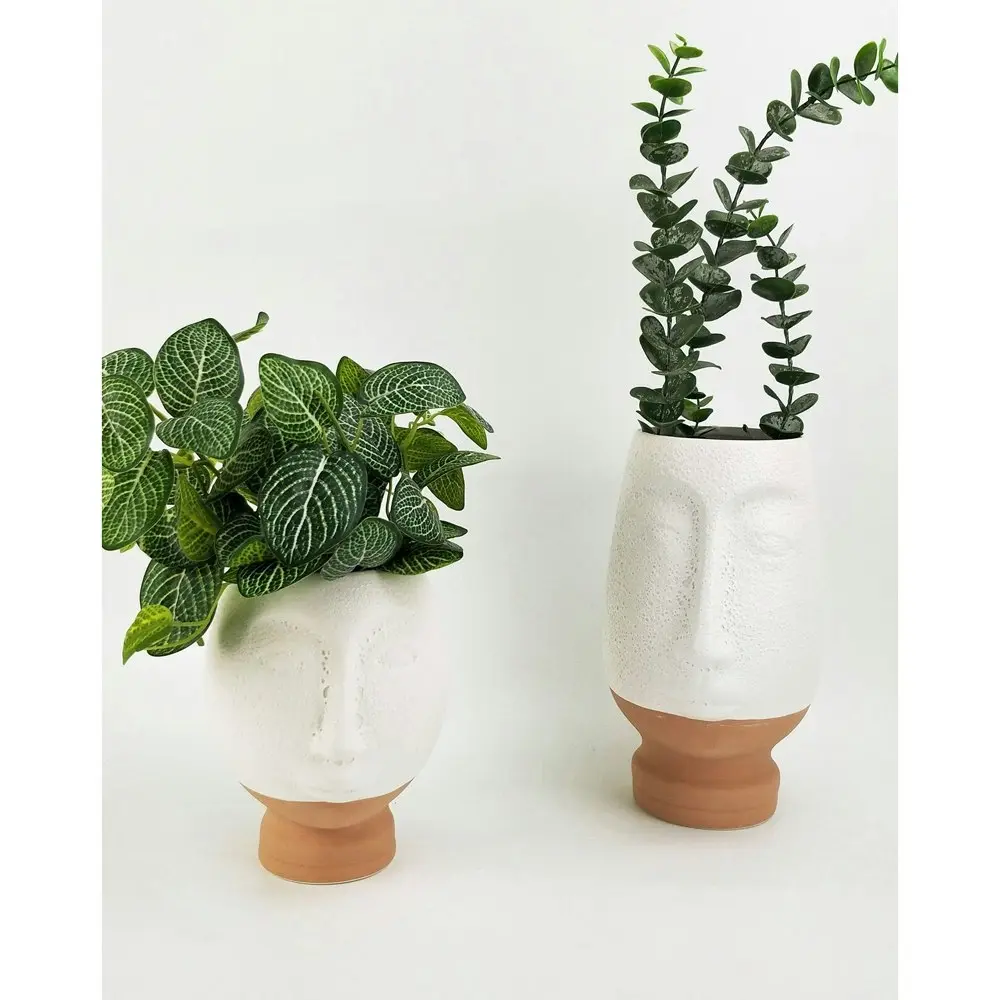 2x Urban Kendall Face 18cm Ceramic Plant/Flower Vase Home Display Pot Small WHT