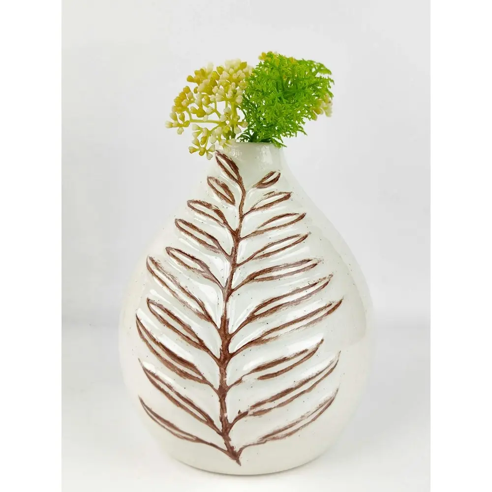 2x Urban Blair Leaf 16cm Ceramic Flower Vase Home Decor Display Pot Small White