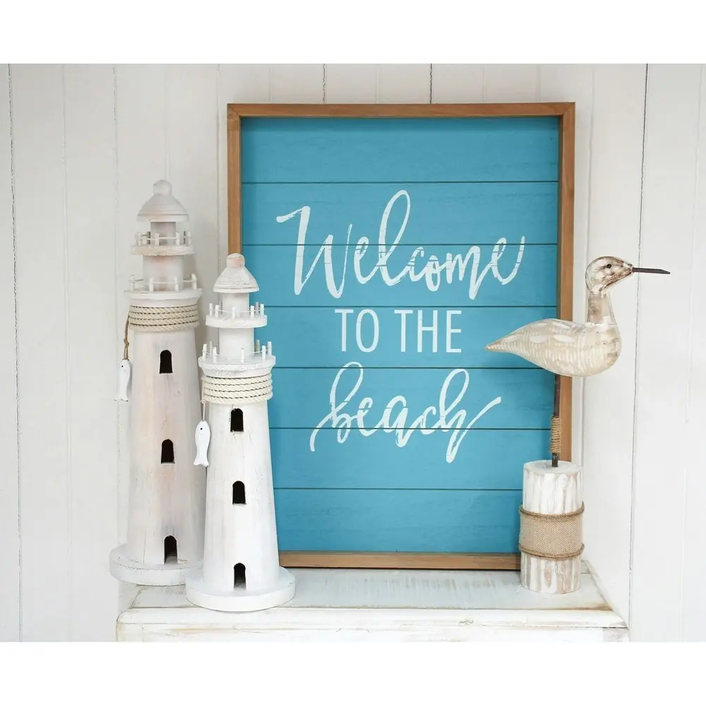 Welcome To The Beach MDF 58cm Sign Board Home Decorative Hanging Signage Display