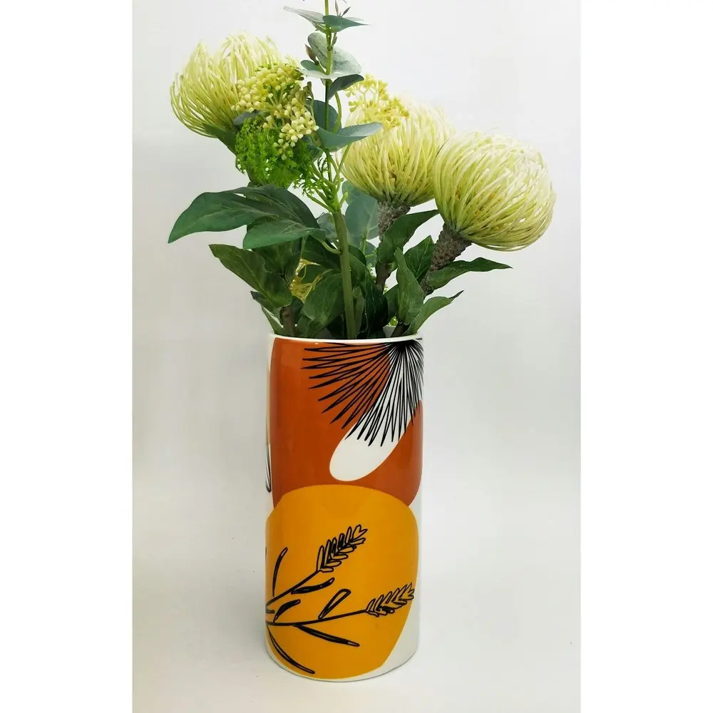 2x Urban Willa Foliage 24cm Ceramic Plant/Flower Vase Display Pot Peach/Orange