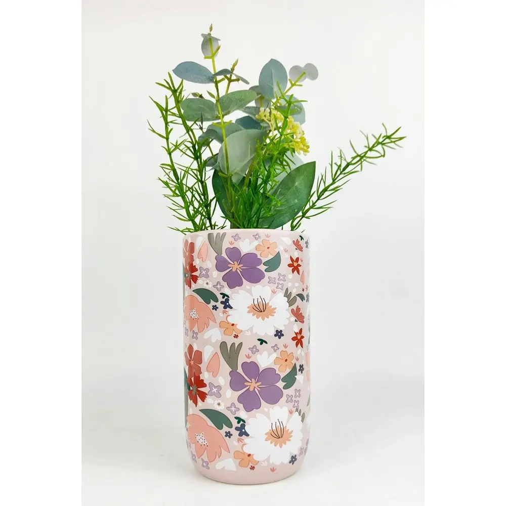 2x Urban Mae Floral 18cm Ceramic Plant/Flower Vase Home Decorative Display Pot