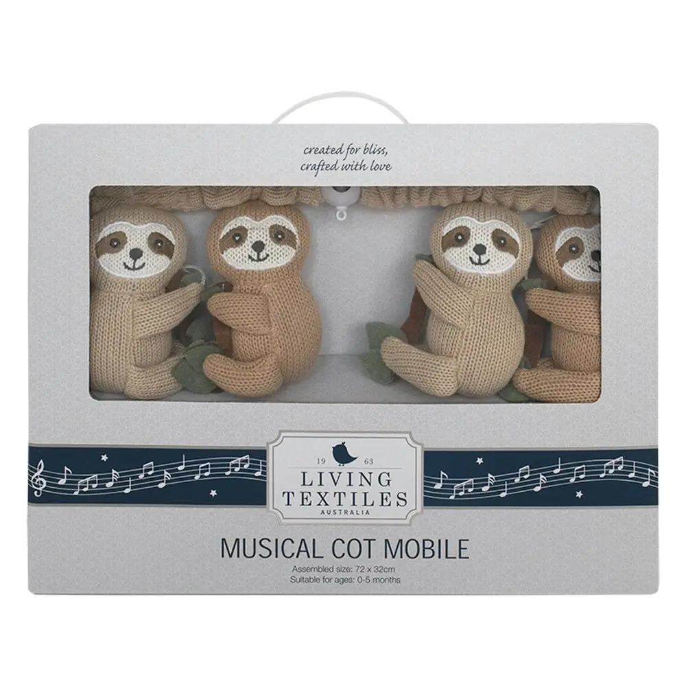 Living Textiles Baby Infant Cotton Children's Musical Hanging Mobile Set Sloth