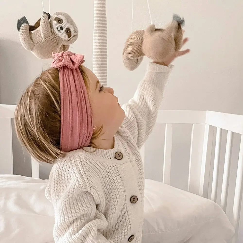 Living Textiles Baby Infant Cotton Children's Musical Hanging Mobile Set Sloth