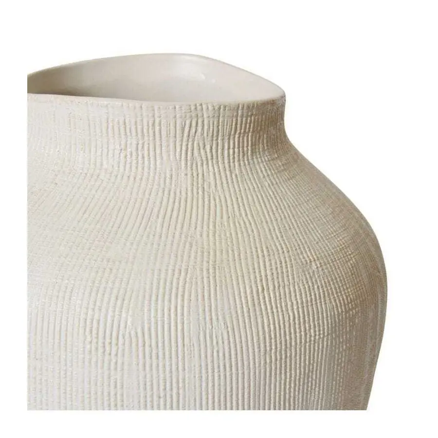 E Style Greyson Tall 41cm Ceramic Plant/Flower Vase Decor Hessian White