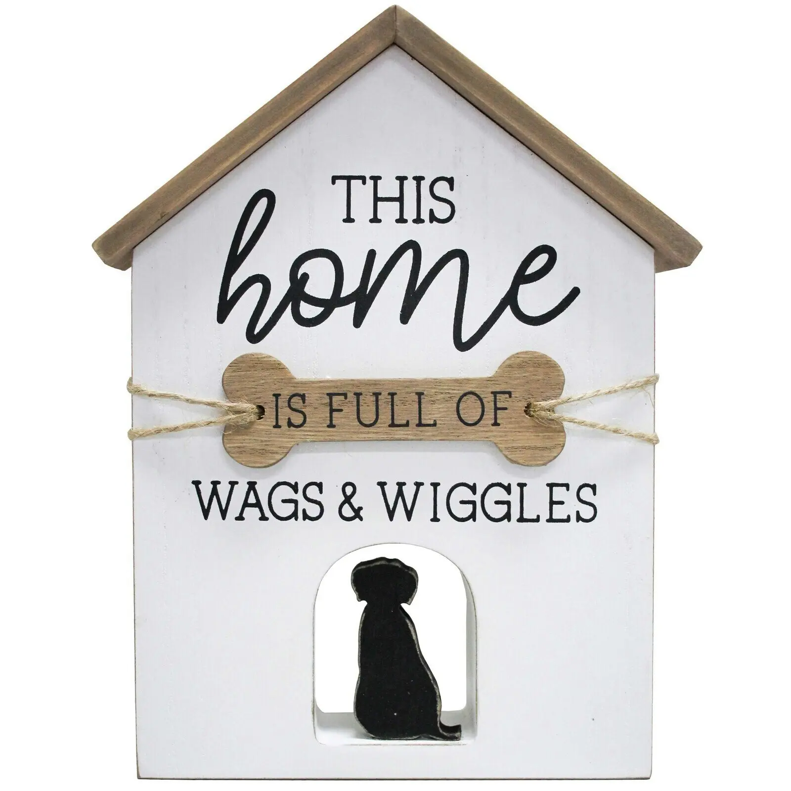 2x LVD 20cm MDF Sign Wags & Wiggles Home/Room Decor Tabletop Shelf Display