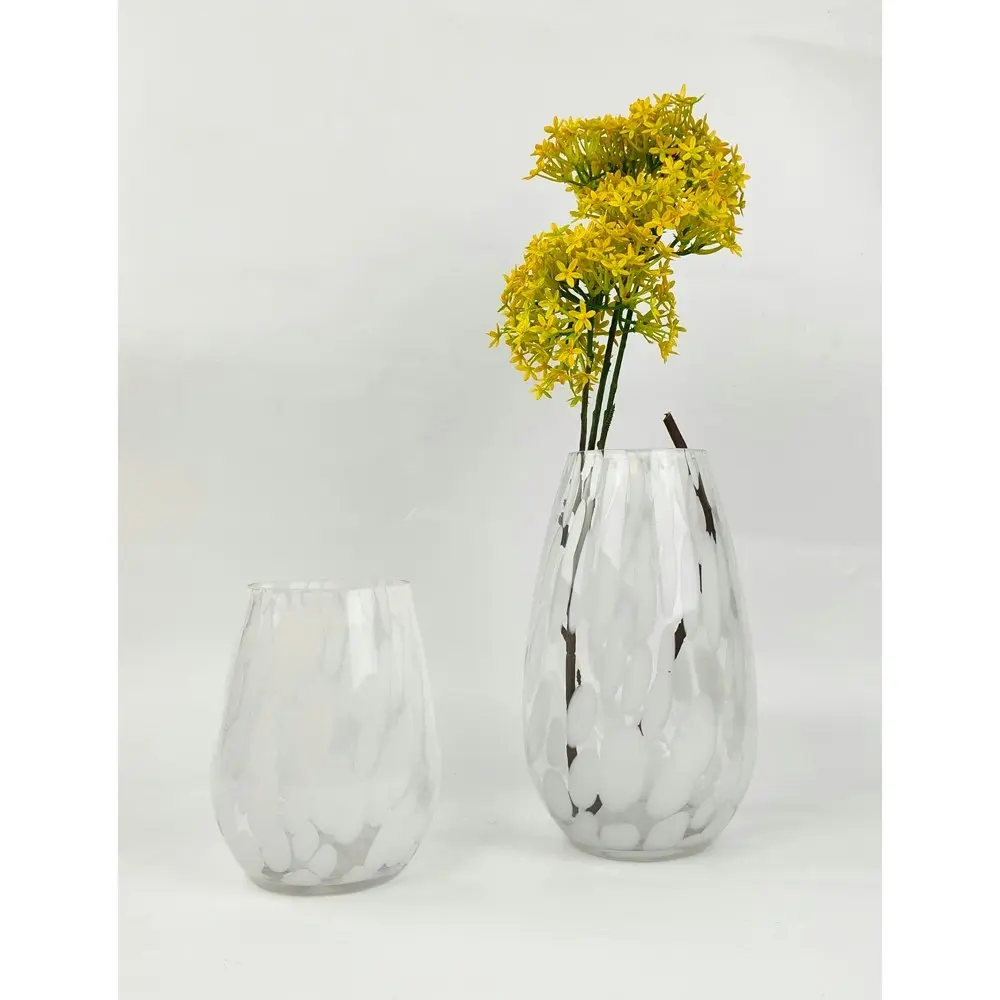 Urban Tommy Speckle 34cm Glass Flower Vase Home Decorative Display Large White