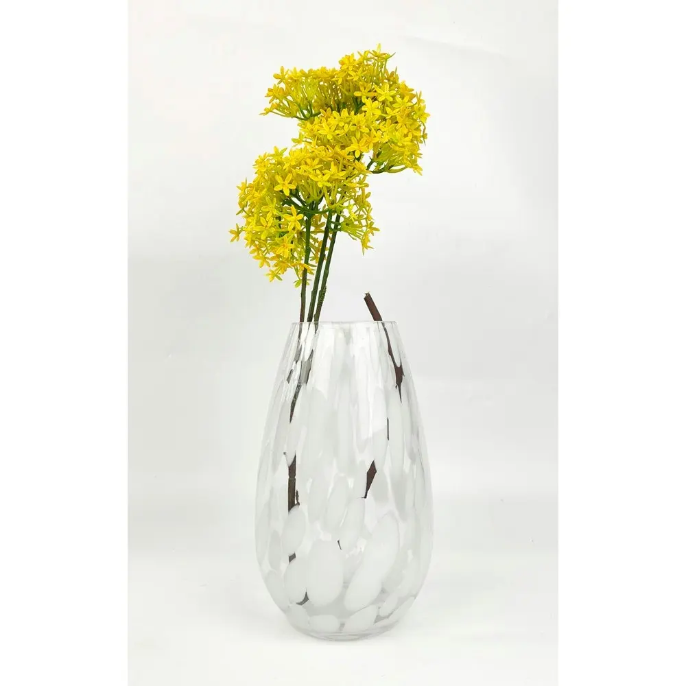 Urban Tommy Speckle 34cm Glass Flower Vase Home Decorative Display Large White