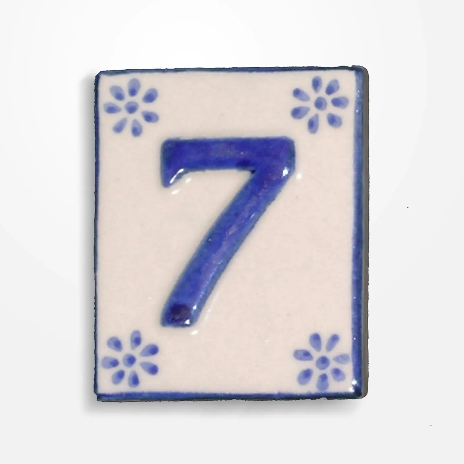 2x DWBH No7 House Number Tile Ceramic 7x6cm Street Sign Address Plaque Decor FF