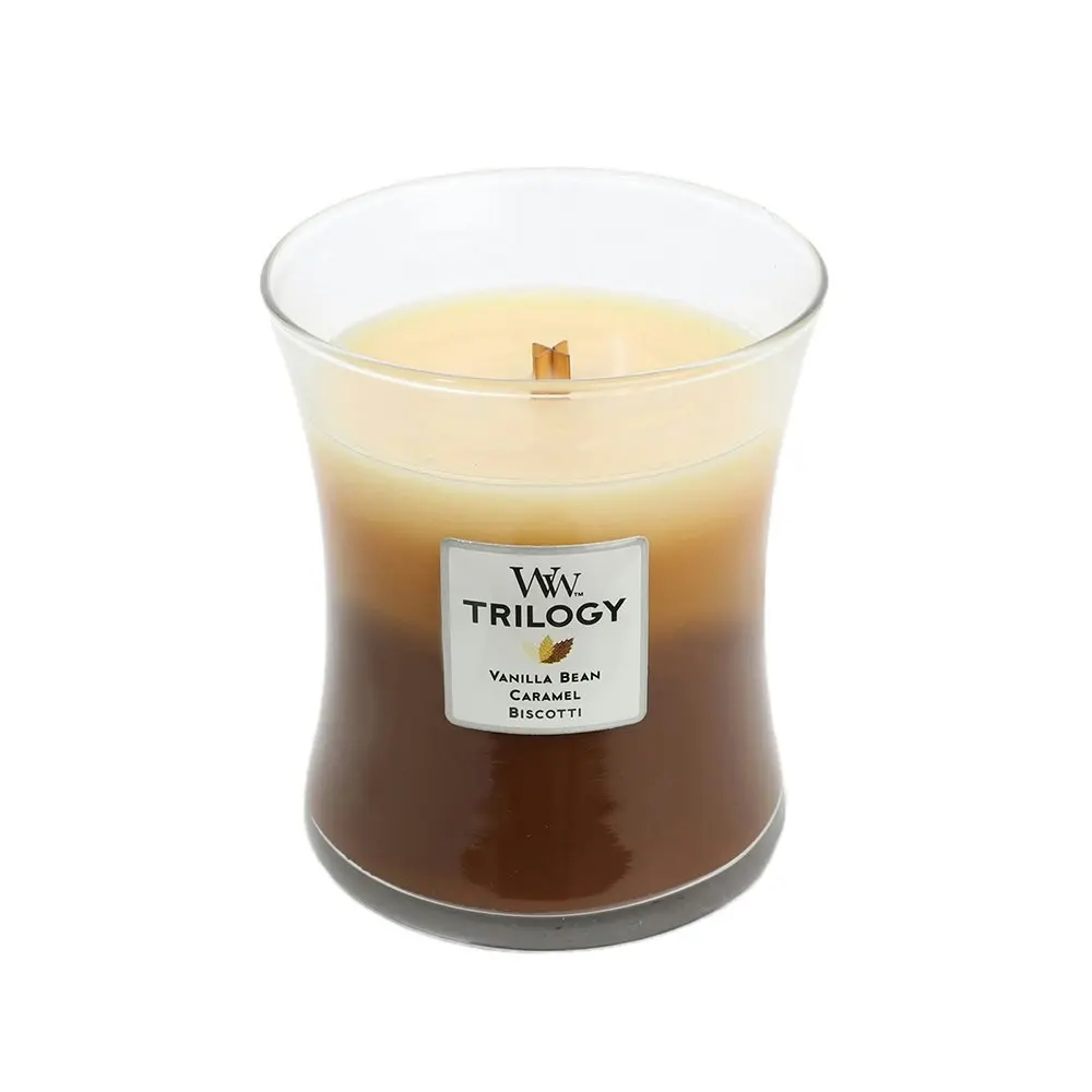 WoodWick Cafe Sweets Trilogy Scented Crafted Candle Glass Wax w/ Lid Medium