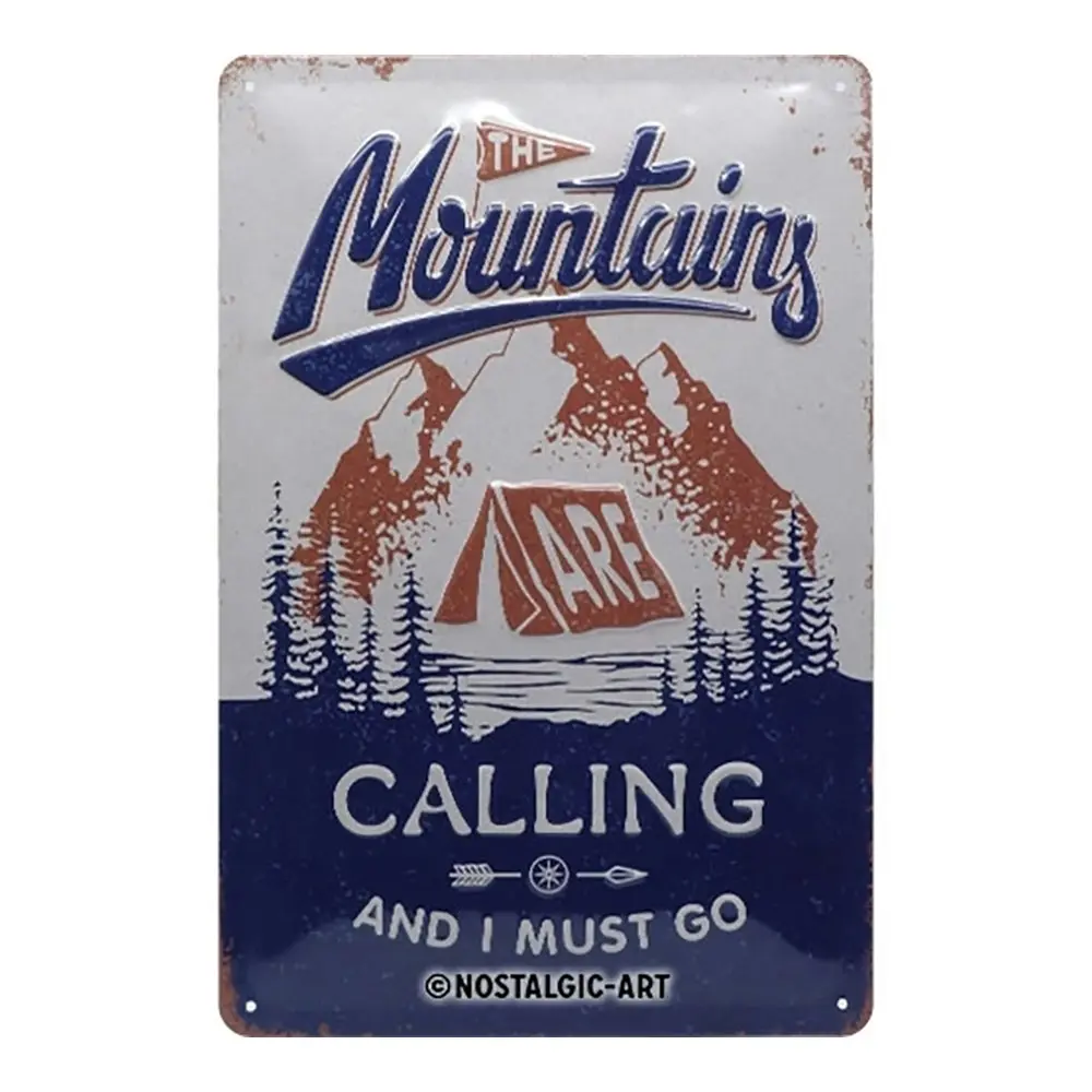 Nostalgic Art Medium Metal Sign The Mountains Are Calling Home Décor 20x30cm