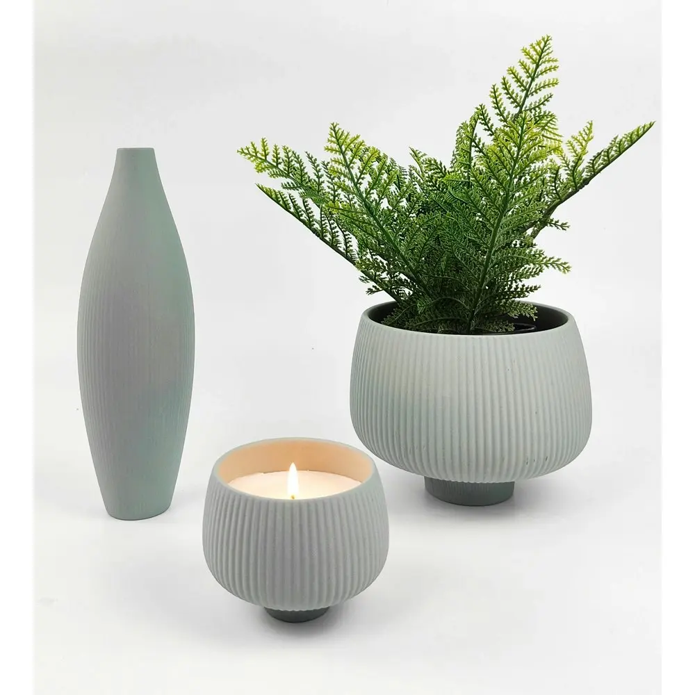 Urban Marlow Ripple Ceramic 225ml Scented Vanilla Candle Home/Room Decor Teal