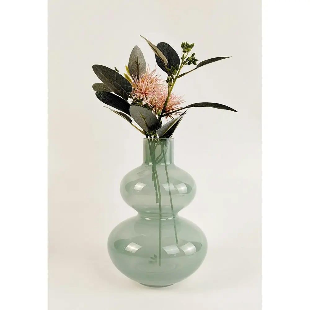 Urban Jasyln 18cm Frosted Double Ring Glass Flower Vase Home/Office Decor Sage