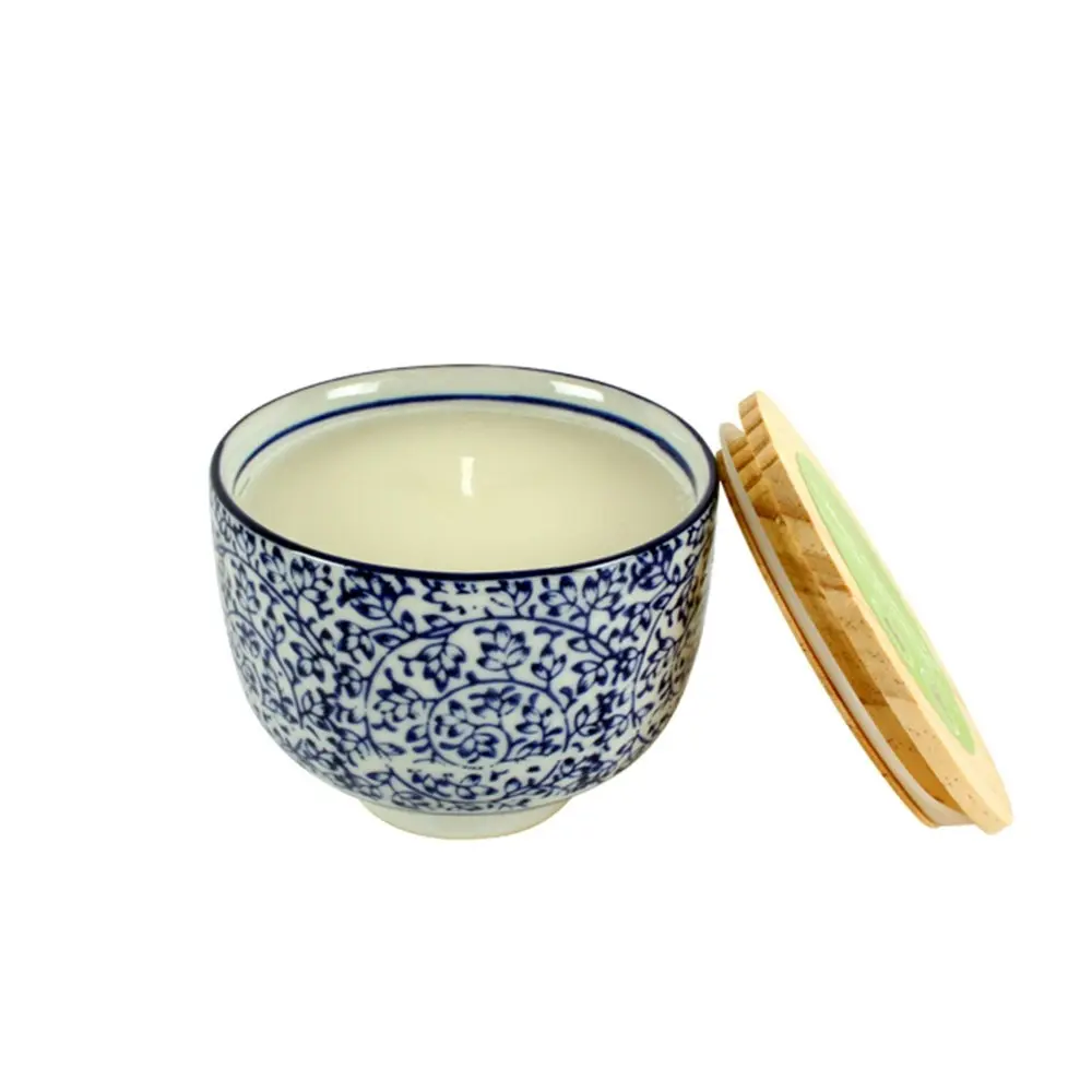 2x Dragonfly 12cm Ceramic Pot Wax Candle w/ Lid Sandalwood Citronella Fragrance