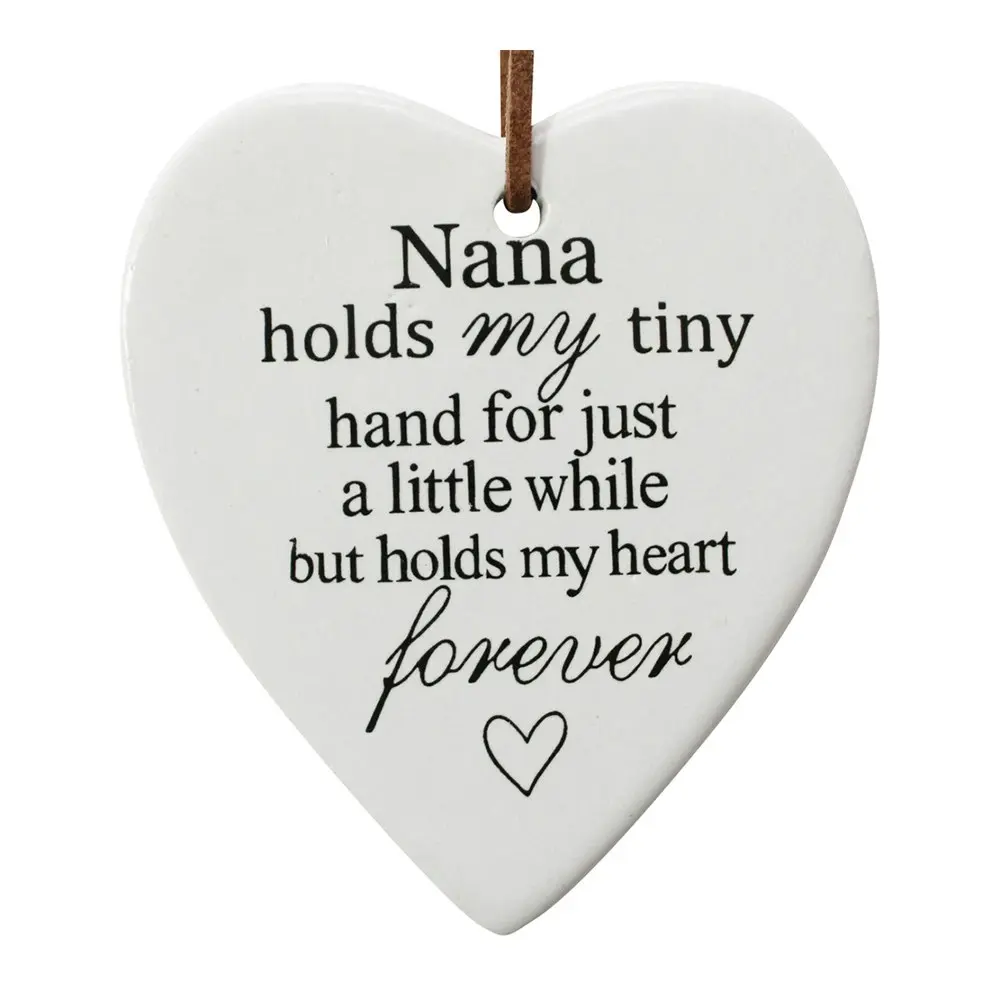 3x Ceramic Hanging 8x9cm Heart Nana Forever w/ Hanger Ornament Home/Office Decor