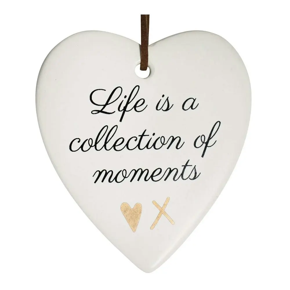 3x Ceramic Hanging 8x9cm Heart Moments w/ Hanger Ornament Home/Office Room Decor