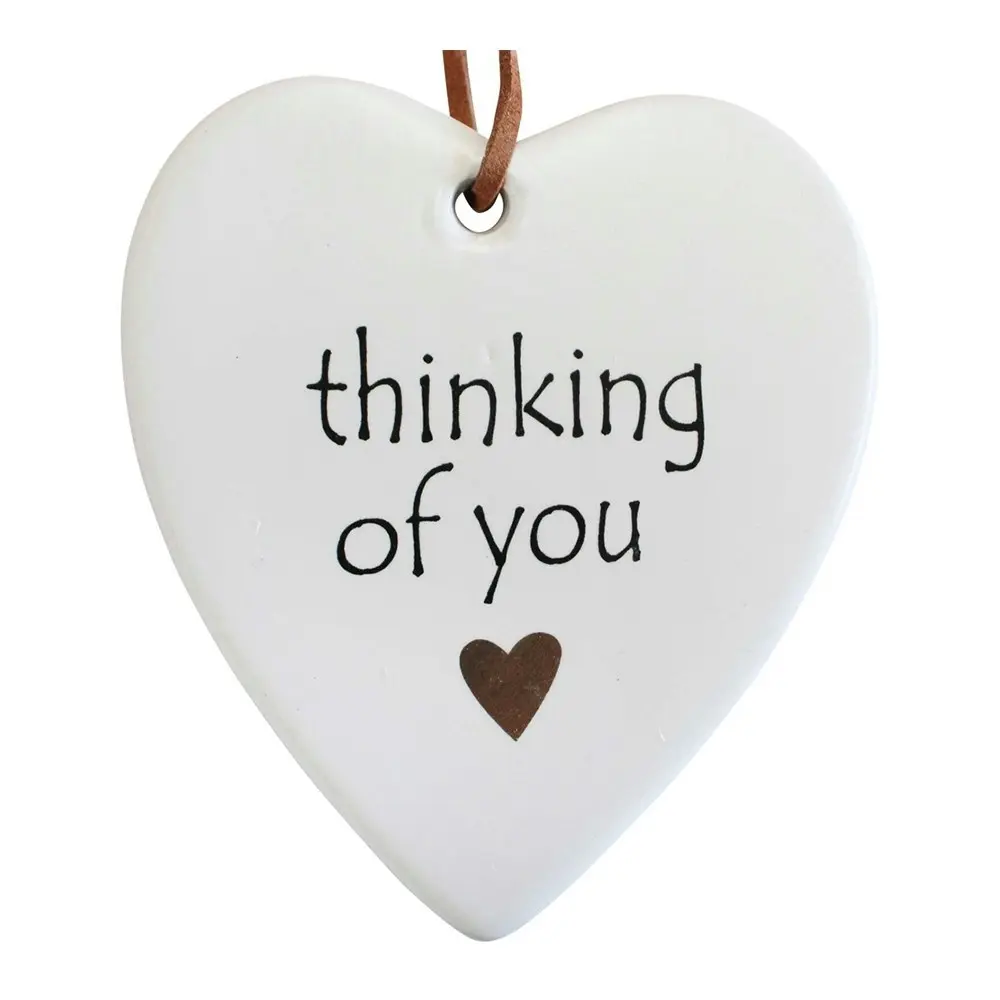 3x Ceramic Hanging 8x9cm Heart Thinking w/Hanger Ornament Home/Office Room Decor