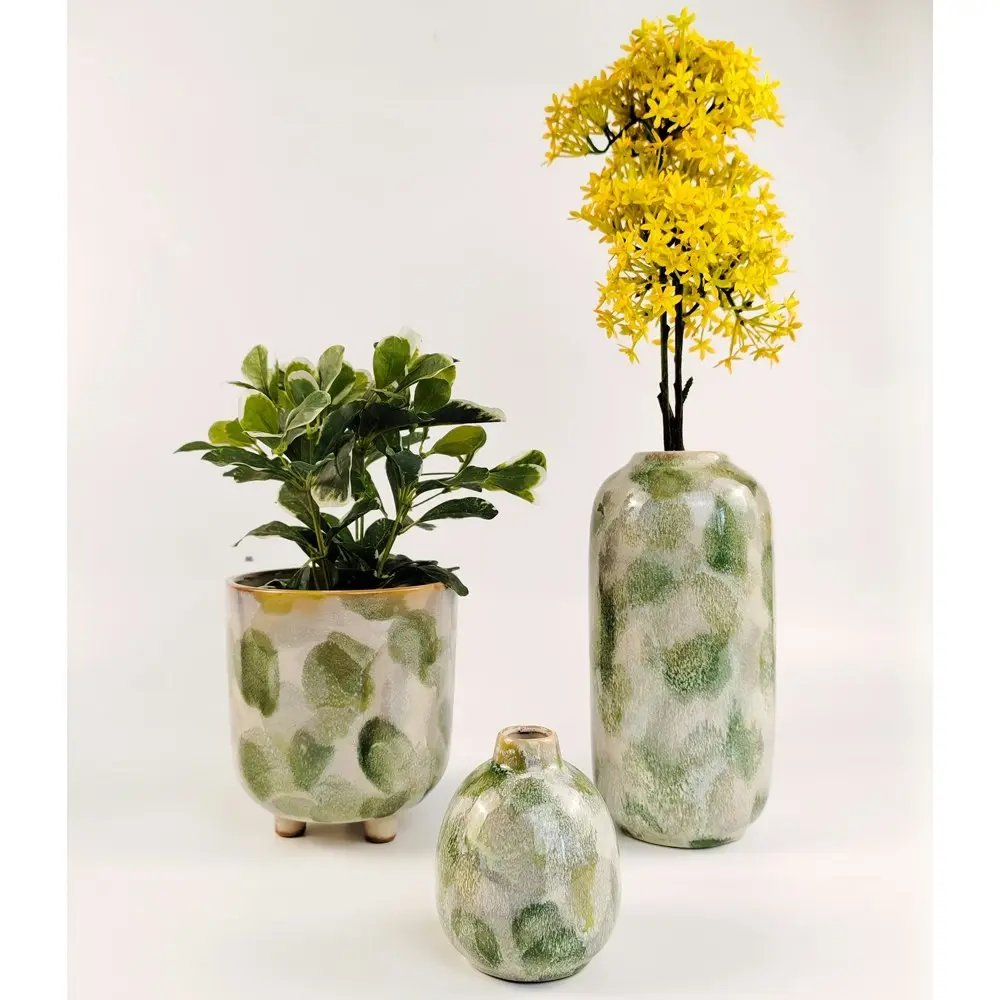 Urban Della Artisian 23cm Ceramic Flower Vase Home DecorTable Display Pot Green