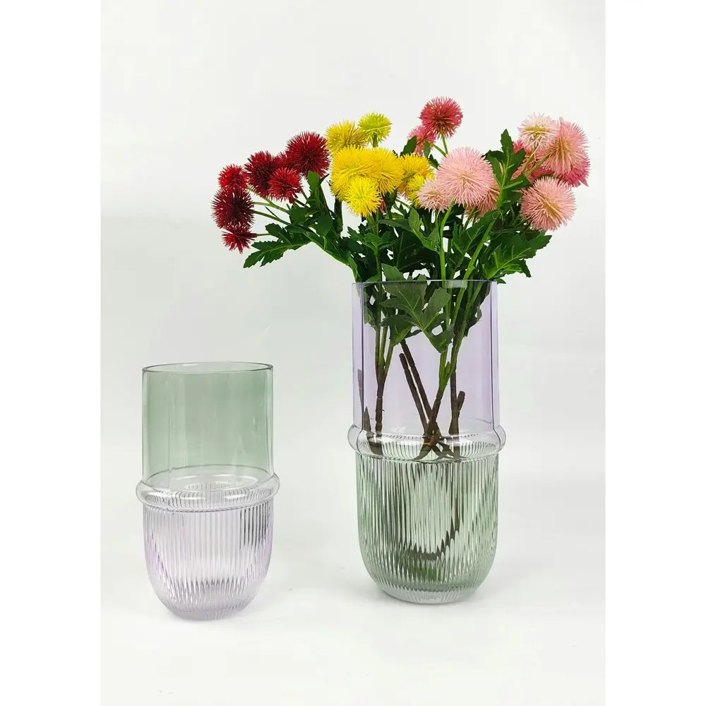 Urban Tommy Deco Ombre 18cm Glass Flower Vase Home Decorative Display Sage/Lilac