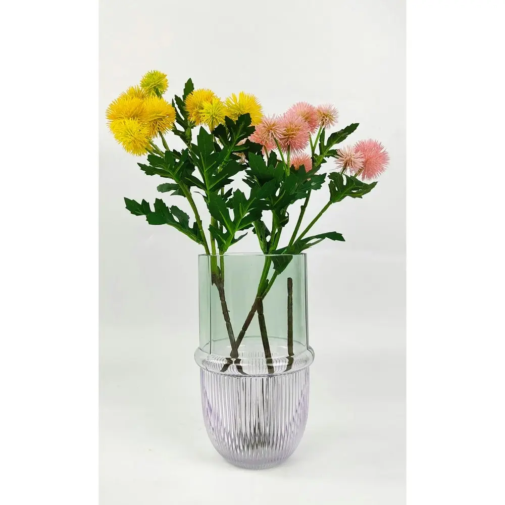 Urban Tommy Deco Ombre 18cm Glass Flower Vase Home Decorative Display Sage/Lilac