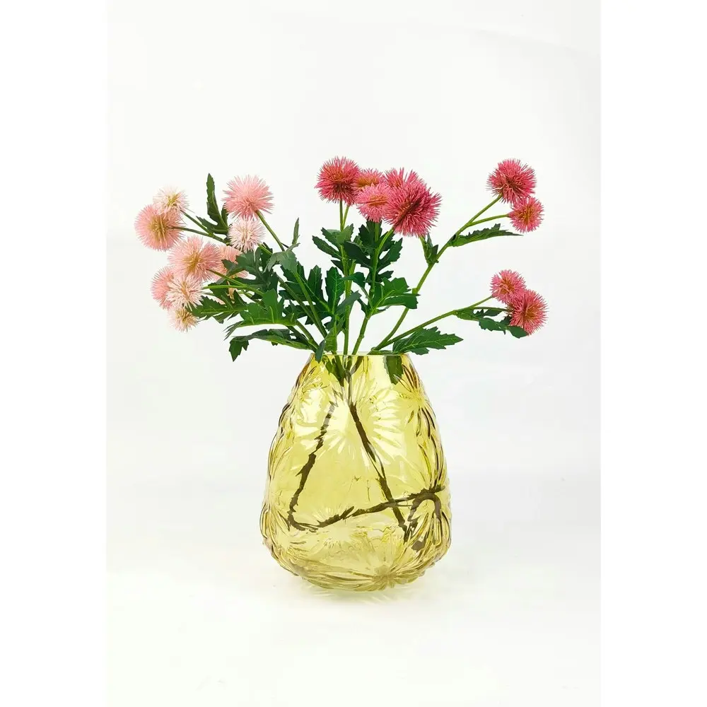 Urban Tommy Floral 20cm Glass Flower Vase Home Decorative Display Pot Amber