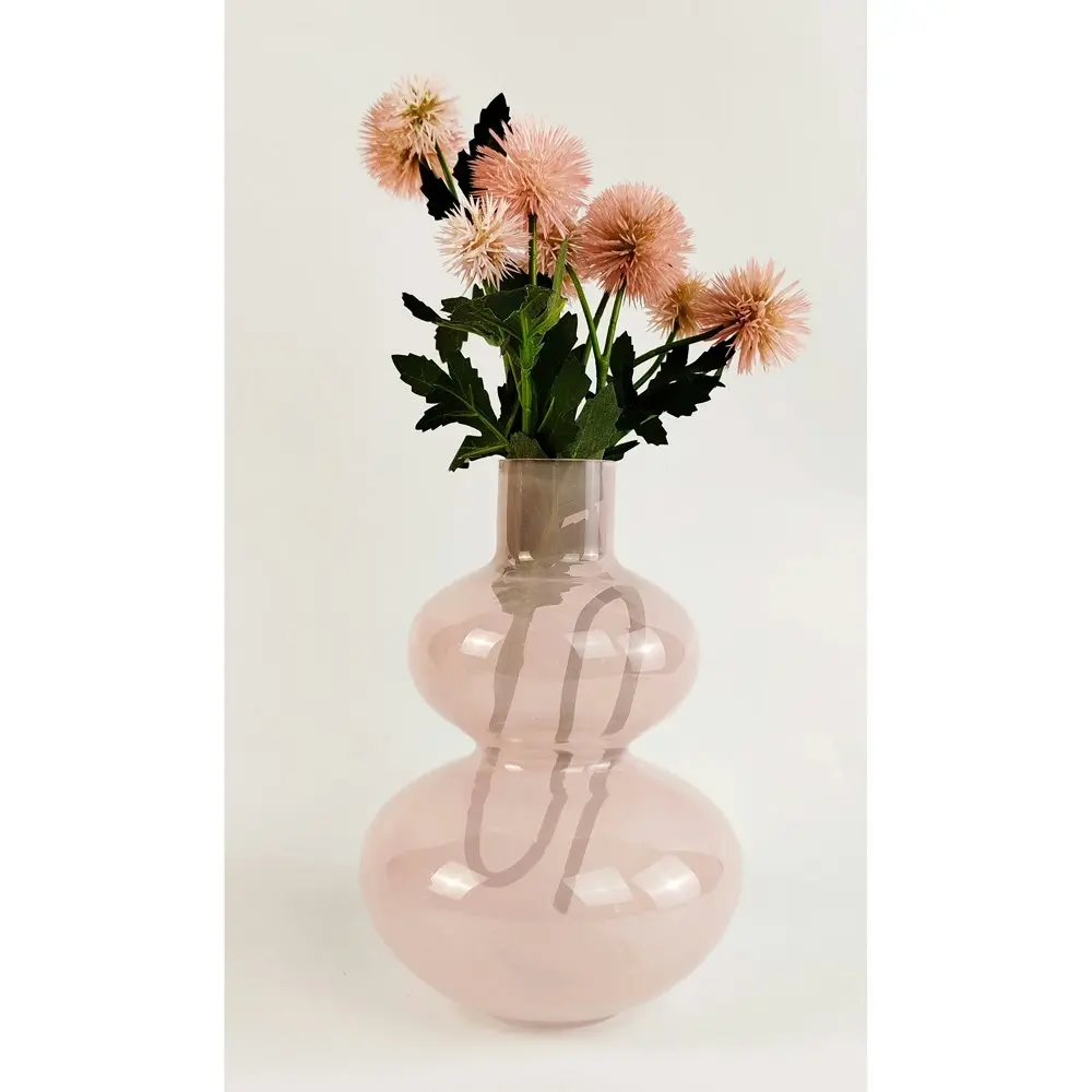 Urban Jasyln 18cm Frosted Double Ring Glass Flower Vase Home/Office Decor Pink