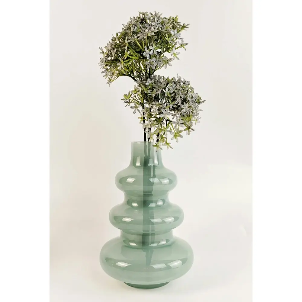 Urban Jasyln 22cm Frosted Triple Ring Glass Flower Vase Home/Office Decor Sage