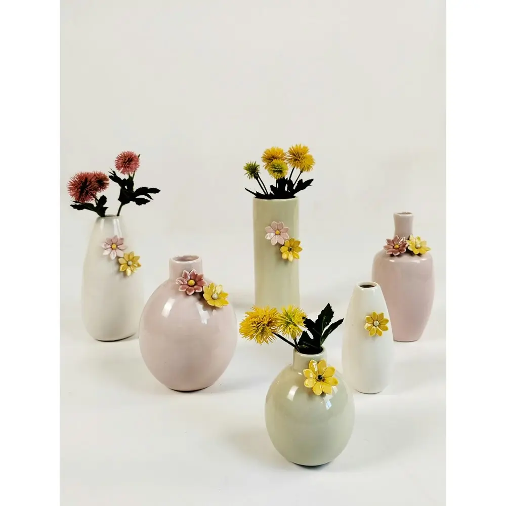 2x Urban Daphne 12cm Ceramic Flower Vase Home/Office Decor Table Display Pot WHT