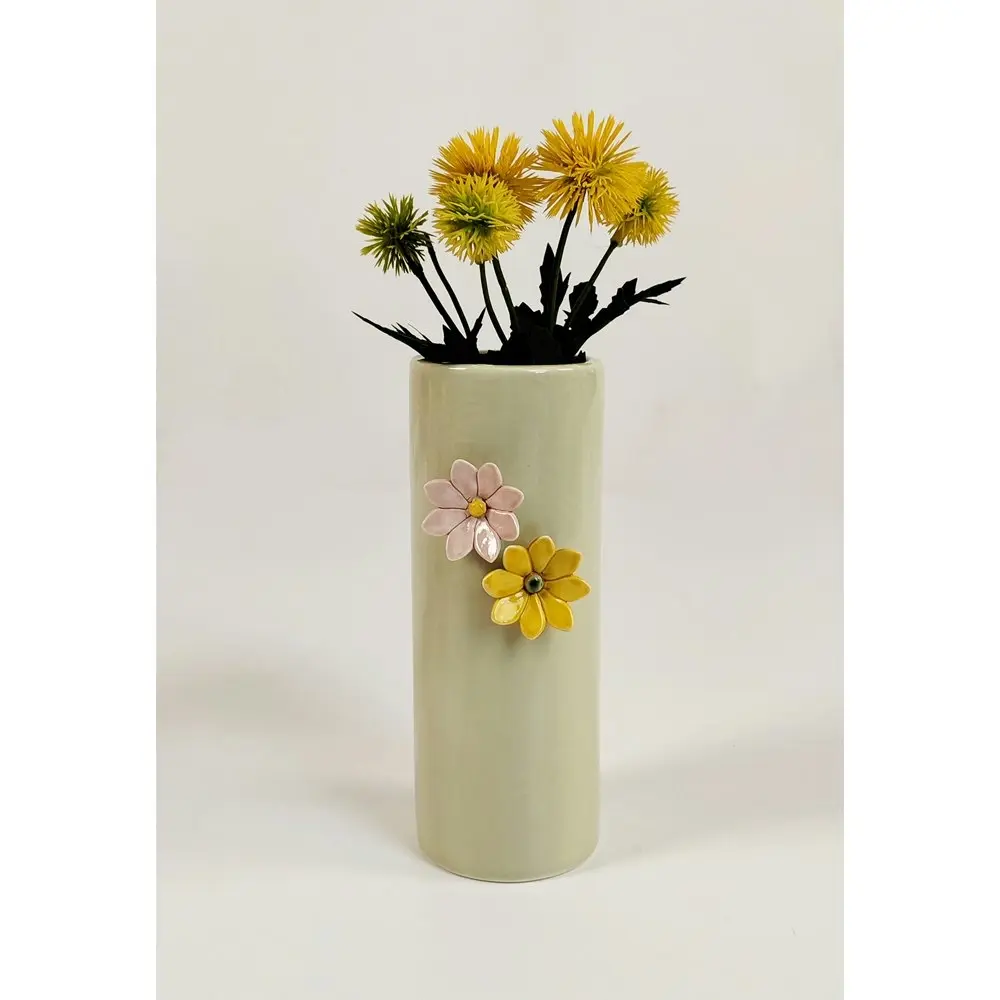 2x Urban Daphne 19cm Ceramic Flower Vase Home/Office Decor Table Display Pot GRN