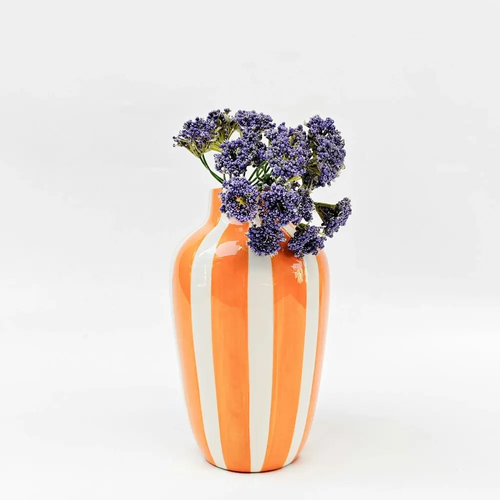 Urban Products Home Decor Decorative Halcyon Stripe Flower Vase Orange 20cm