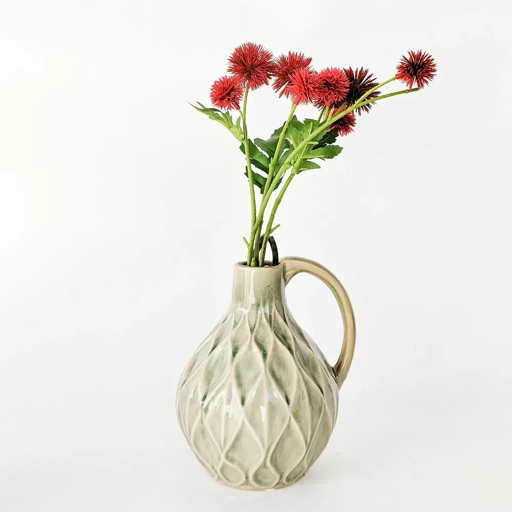 Urban Products Diamond Decorative Jug Home Decor Flower Vase Sage 16cm