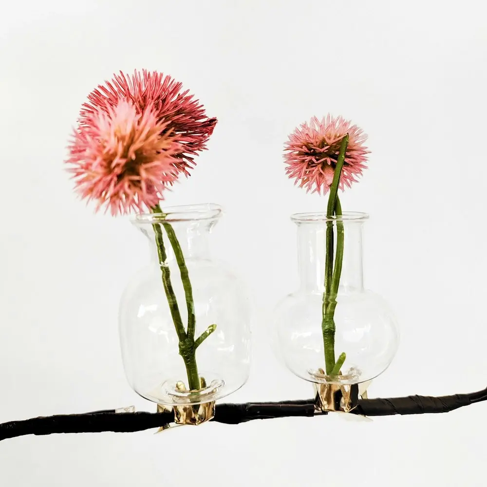 4pc Urban Products Decorative Kinkora Tube Clip Flower Vases Home Decor Clear