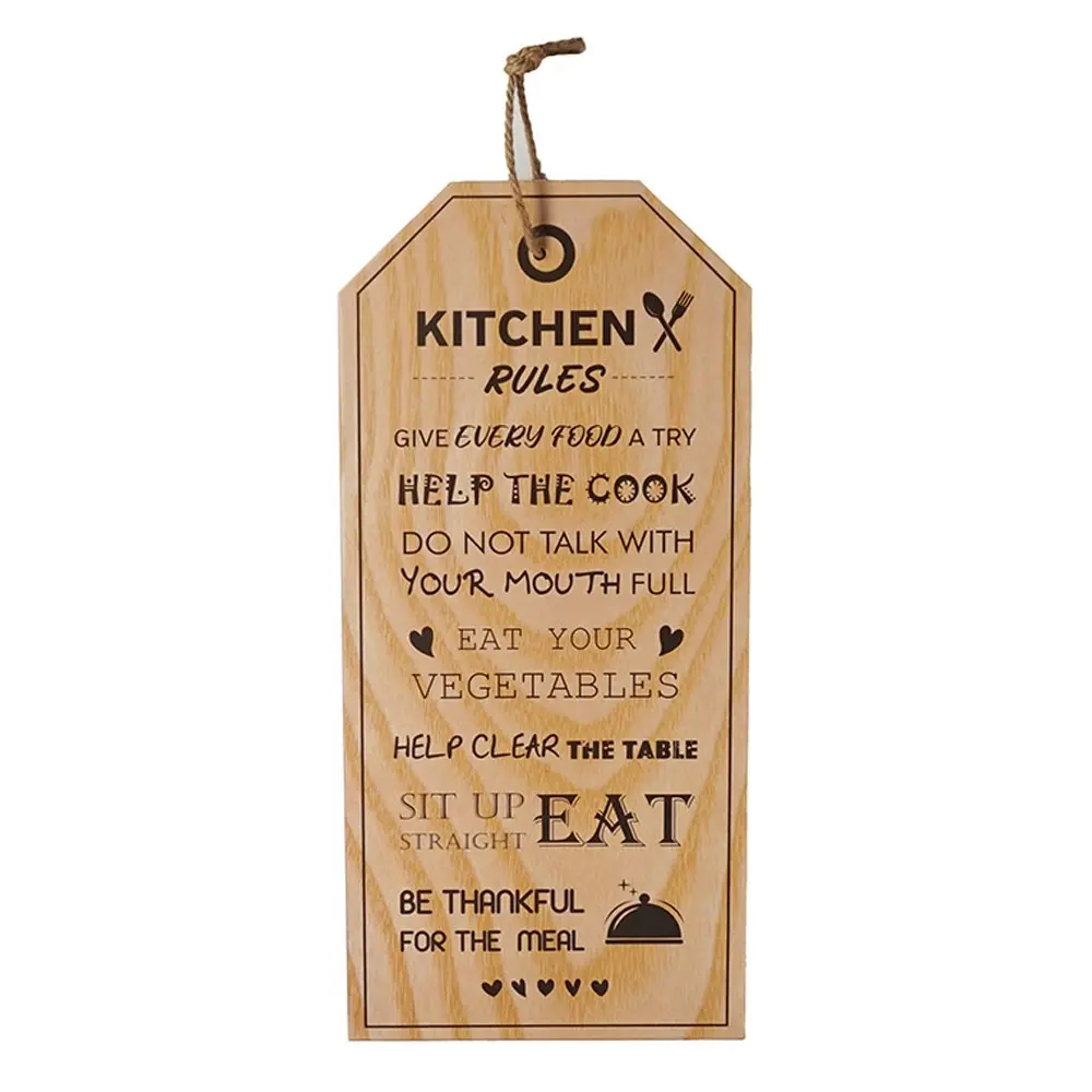 3x Unigift Kitchen Rules Plaque 22x55cm Assorted Home/Lounge Decor Wall Art