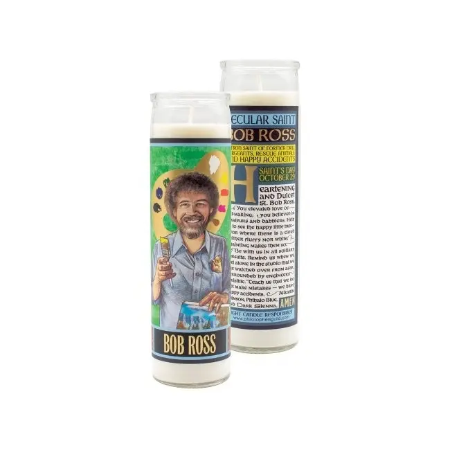 Unemployed Philosophers Guild 20cm Bob Ross Secular Saint Candle Home Display