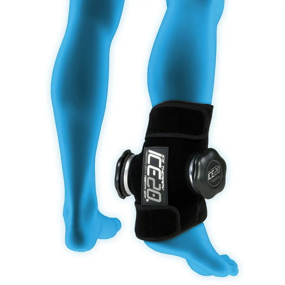 Ice20 Ice Therapy Double Ankle Cold Compression Wrap  w/ Strap & Bag